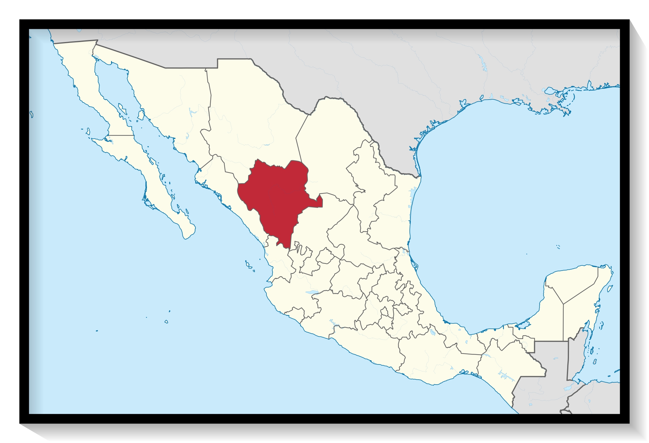 Map of the State of Durango Mexico
